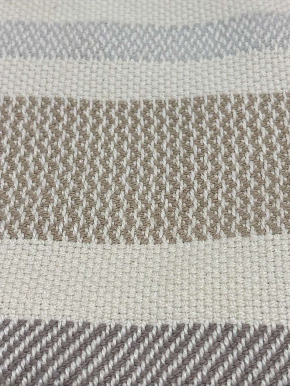Vtg Faribault Woolen Mills Wool Tote Bag MADE IN USA Leather Straps Blue Cream - Picture 7 of 8